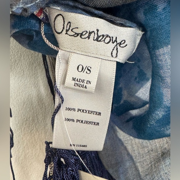 NWT Olsenboye Square Scarf Tassels Fringe Turquoise Designer Olsen twins wrap - Picture 6 of 6